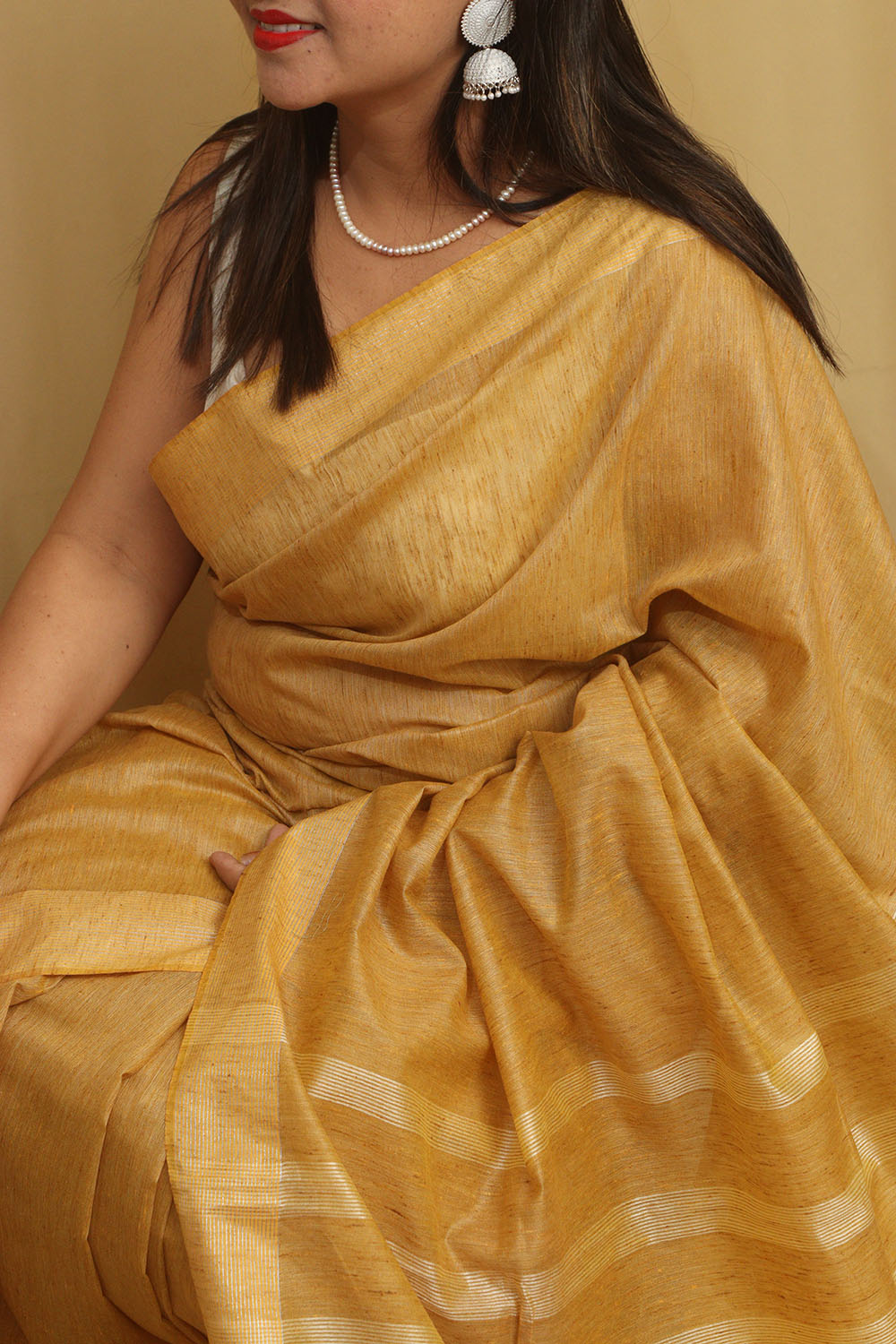 Stunning Yellow Bhagalpur Cotton Silk Saree - Luxurion World