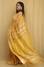 Stunning Yellow Bhagalpur Cotton Silk Saree - Luxurion World