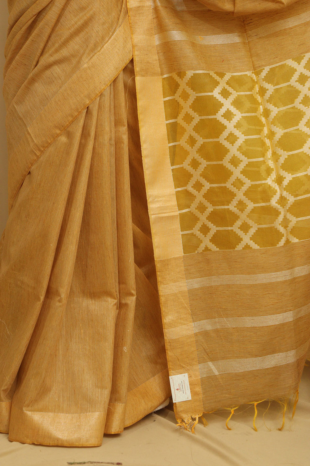 Stunning Yellow Bhagalpur Cotton Silk Saree - Luxurion World