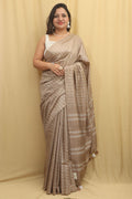 Elegant Brown Bhagalpur Cotton Silk Saree - Luxurion World