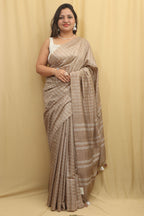 Elegant Brown Bhagalpur Cotton Silk Saree - Luxurion World