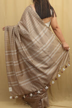 Elegant Brown Bhagalpur Cotton Silk Saree - Luxurion World