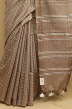 Elegant Brown Bhagalpur Cotton Silk Saree - Luxurion World