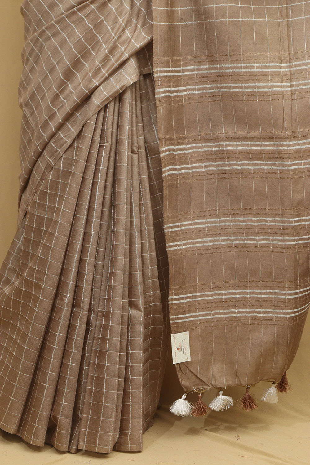 Elegant Brown Bhagalpur Cotton Silk Saree - Luxurion World