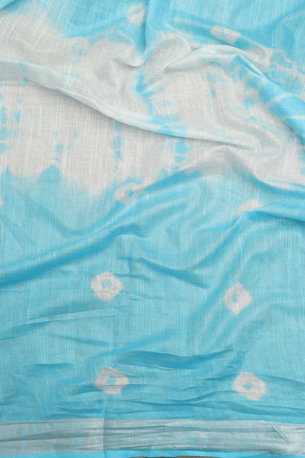 Blue Bhagalpur Linen Cotton Tie And Dye Shibori Saree - Luxurion World