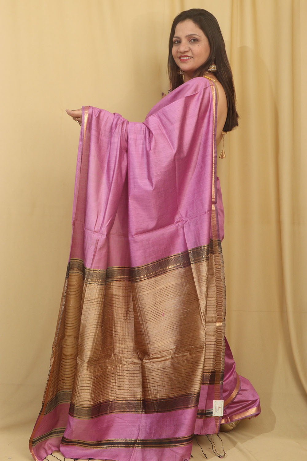 Elegant  Purple Bhagalpur Silk Saree - Luxurion World