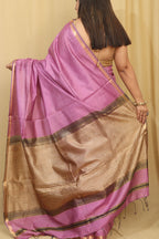 Elegant  Purple Bhagalpur Silk Saree - Luxurion World