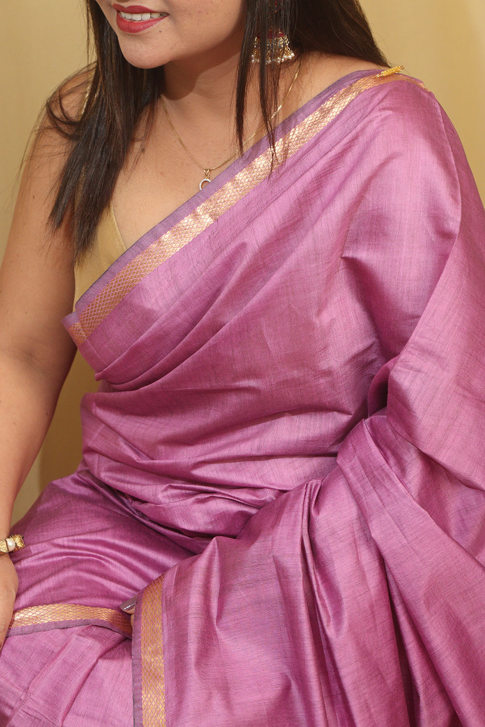 Elegant  Purple Bhagalpur Silk Saree - Luxurion World
