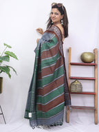 Stunning Grey Handloom Bhagalpur Tussar Silk Saree with Vidharbha Border - Luxurion World
