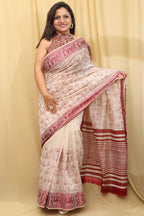 Pastel Embroidered Tussar Silk Saree - Elegant and Timeless - Luxurion World