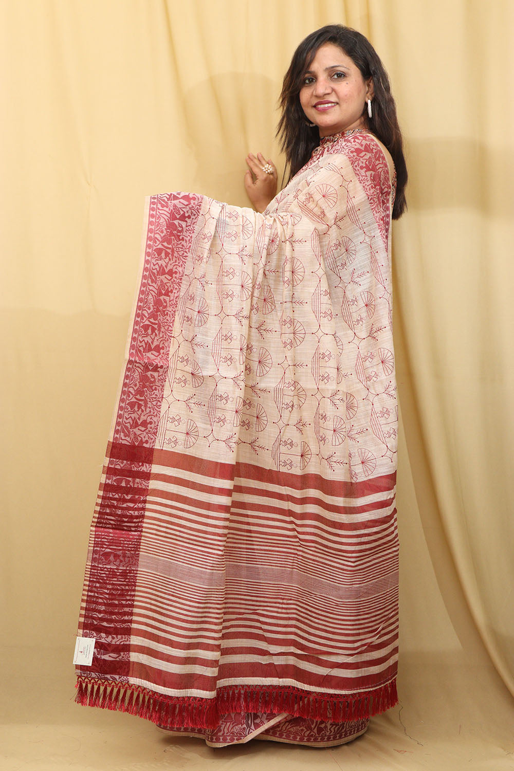 Pastel Embroidered Tussar Silk Saree - Elegant and Timeless - Luxurion World