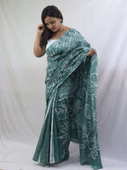 Stylish Green Block Printed Cotton Saree for a Chic Look - Luxurion World
