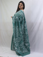 Stylish Green Block Printed Cotton Saree for a Chic Look - Luxurion World