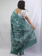Stylish Green Block Printed Cotton Saree for a Chic Look - Luxurion World