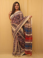 Multicolor Block Printed Cotton Saree - Luxurion World