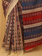 Multicolor Block Printed Cotton Saree - Luxurion World