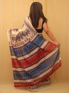 Multicolor Block Printed Cotton Saree - Luxurion World