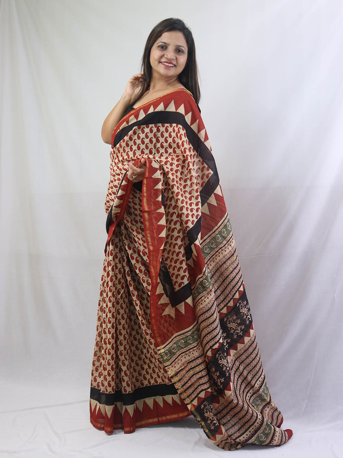 Stunning Multicolor Block Printed Chanderi Silk Saree - Perfect for Any Occasion!