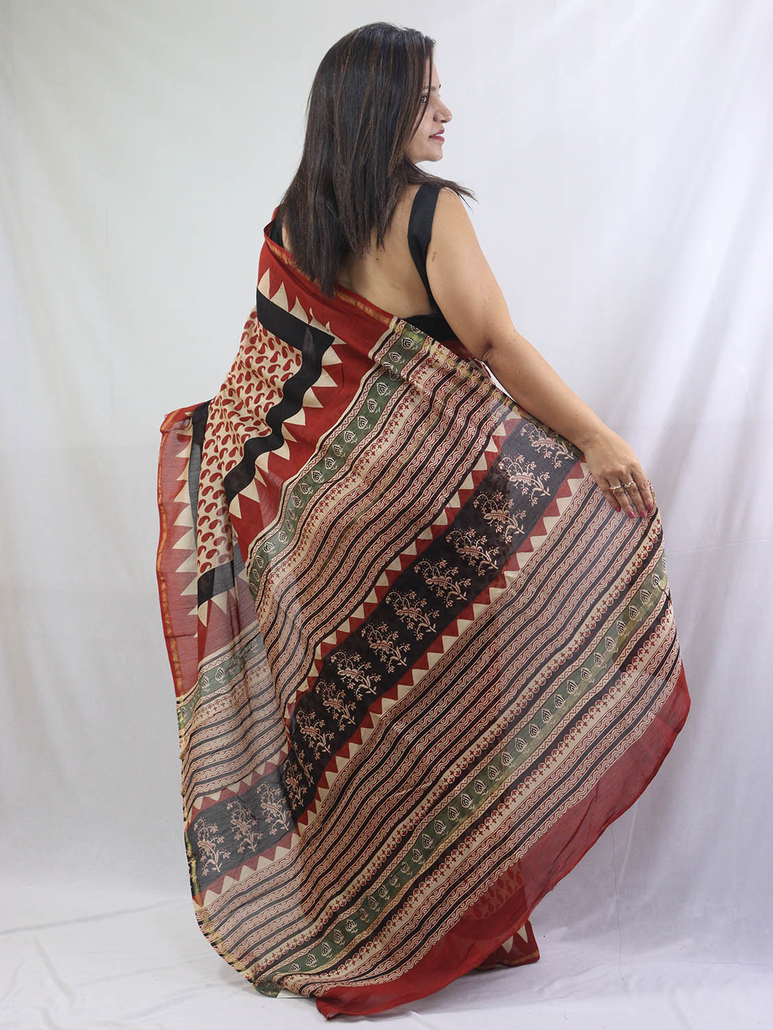 Stunning Multicolor Block Printed Chanderi Silk Saree - Perfect for Any Occasion!