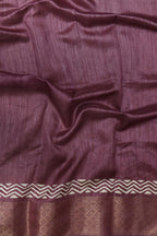 Purple Block Printed Tussar Cotton Silk Saree - Luxurion World