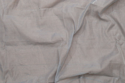 1 Min Ready To Wear - Grey Handloom Bengal Tussar Cotton Silver Zari Stripe Design Saree - Luxurion World