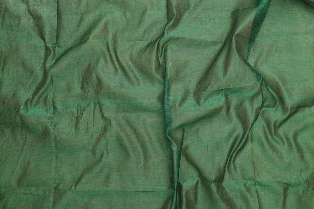 Green Handloom Bengal Tussar Cotton Silver Zari Stripe Design Saree - Luxurion World