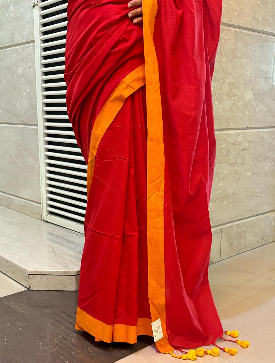 Stunning Red Bengal Plain Cotton Saree - Luxurion World