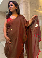Stunning Green & Maroon Bengal Saree - Luxurion World