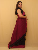 Black Bengal Plain Cotton Saree - Luxurion World