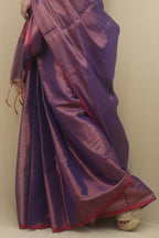 1 Min Ready To Wear - Purple Bengal Plain Tissue Cotton Saree - Luxurion World