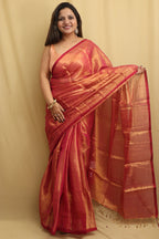 Exquisite Pink Bengal Tissue Cotton Saree - Luxurion World