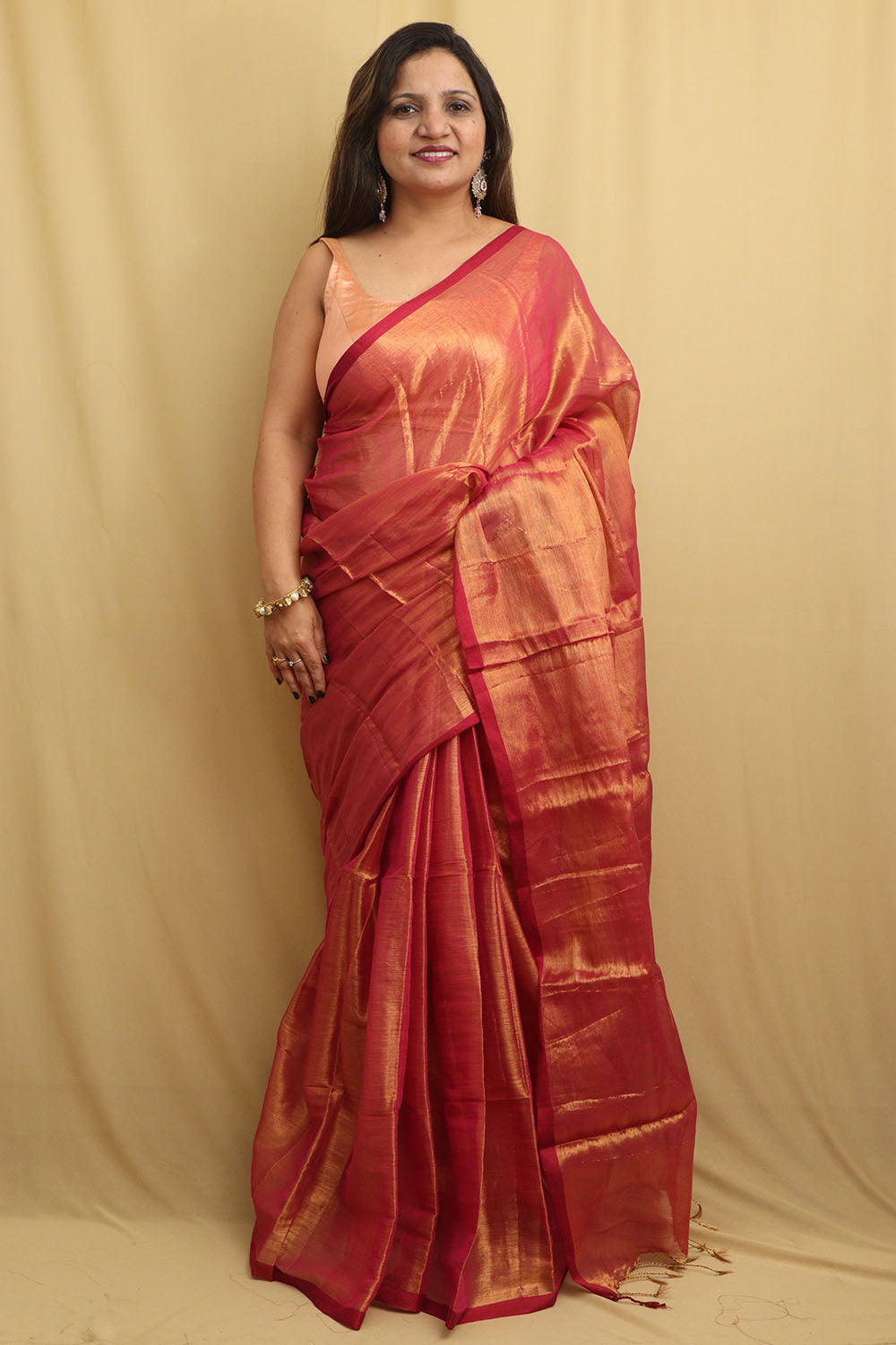 Stunning Pink Bengal Tissue Cotton Saree - Luxurion World