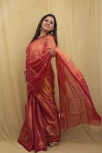 Exquisite Pink Bengal Tissue Cotton Saree - Luxurion World