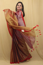 Exquisite Pink & Gold Bengal Saree - Timeless Elegance - Luxurion World