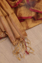 1 Min Ready To Wear - Golden Bengal Plain Tissue Cotton Saree - Luxurion World