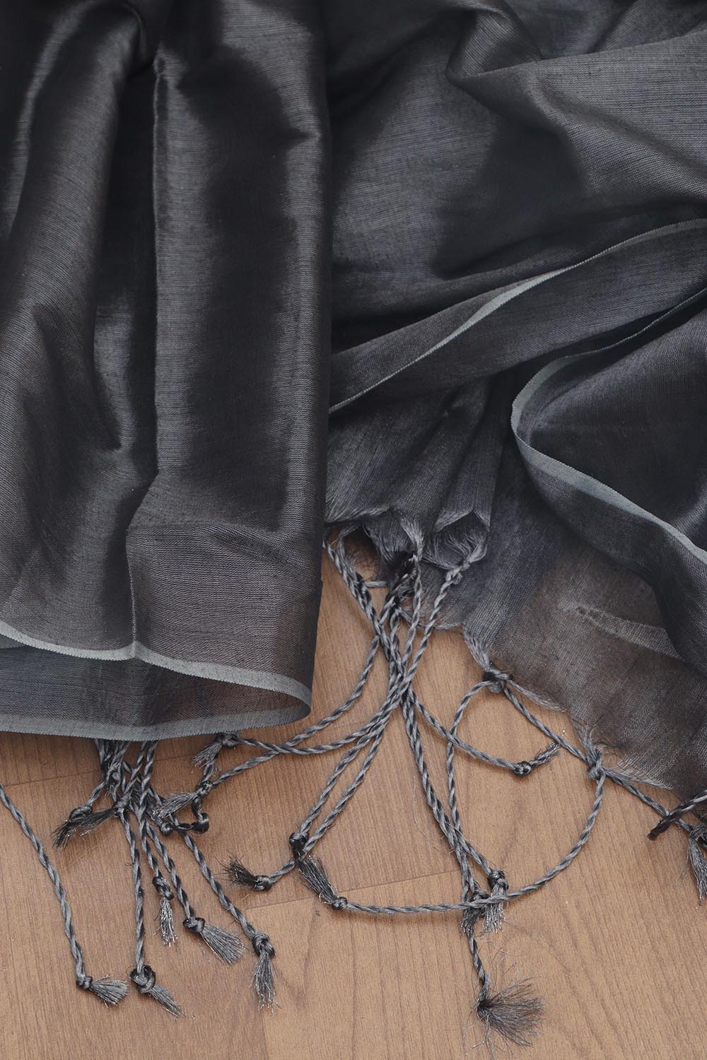 1 Min Ready To Wear - Grey Bengal Tissue Cotton Saree - Luxurion World