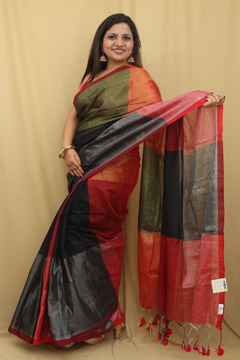 Colorful Bengal Tissue Cotton Saree - Vibrant Multicolor - Luxurion World