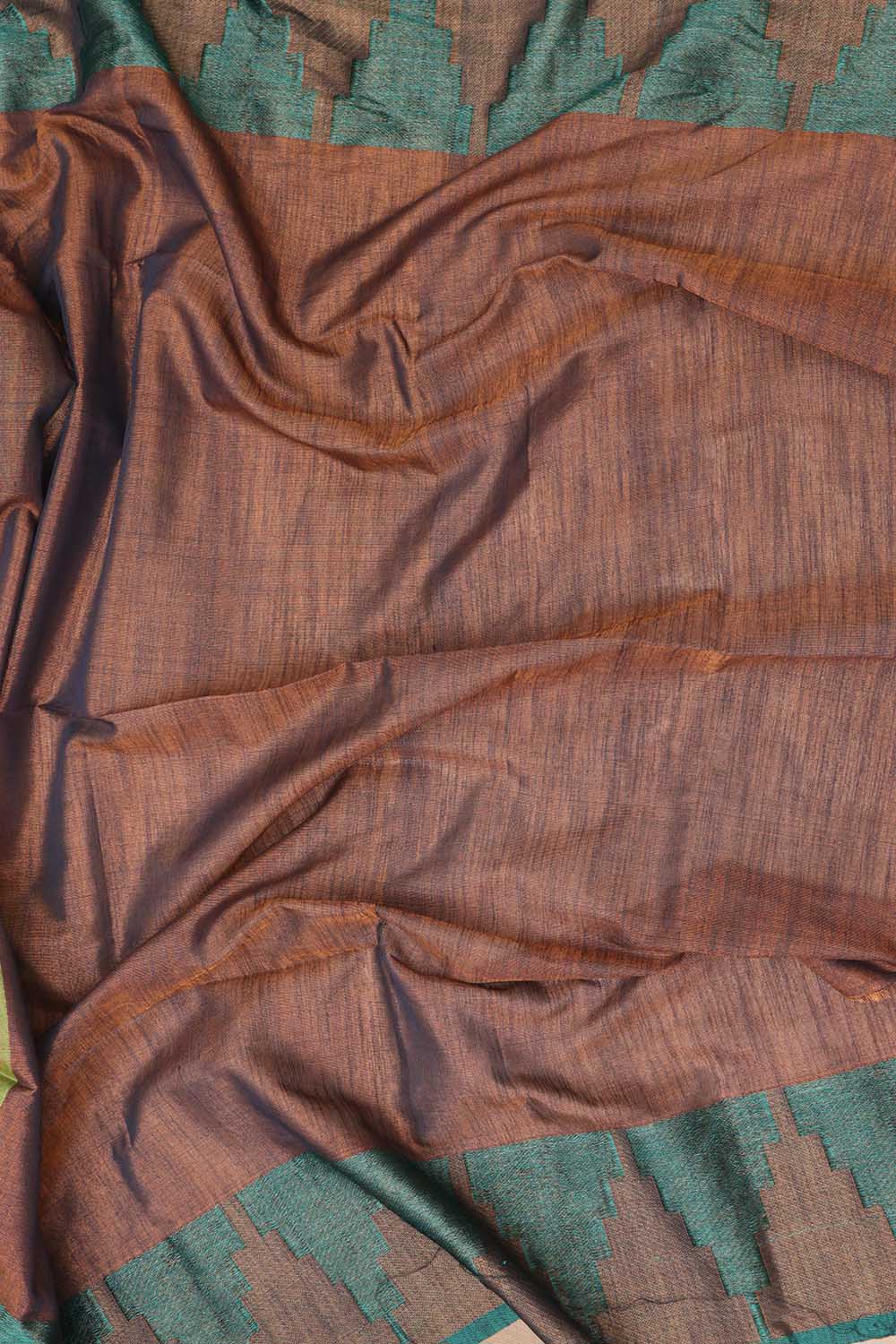 Ethnic Green Bengal Tissue Cotton Saree with Temple Border - Luxurion World