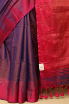 1 Min Ready To Wear - Purple Bengal Tissue Cotton Saree with Temple Border (Copy) - Luxurion World