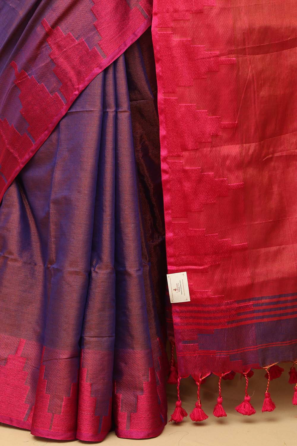 1 Min Ready To Wear - Purple Bengal Tissue Cotton Saree with Temple Border (Copy) - Luxurion World