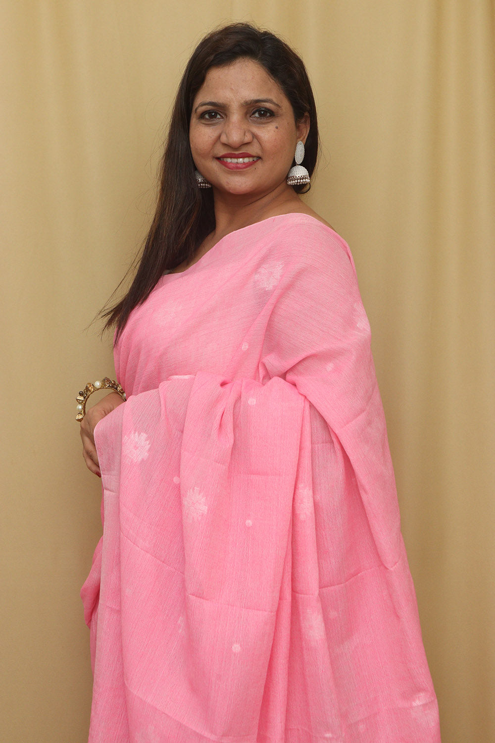Beautiful Pink Bengal Cotton Saree - Luxurion World