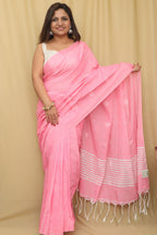 Beautiful Pink Bengal Cotton Saree - Luxurion World