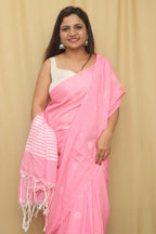 Beautiful Pink Bengal Cotton Saree - Luxurion World