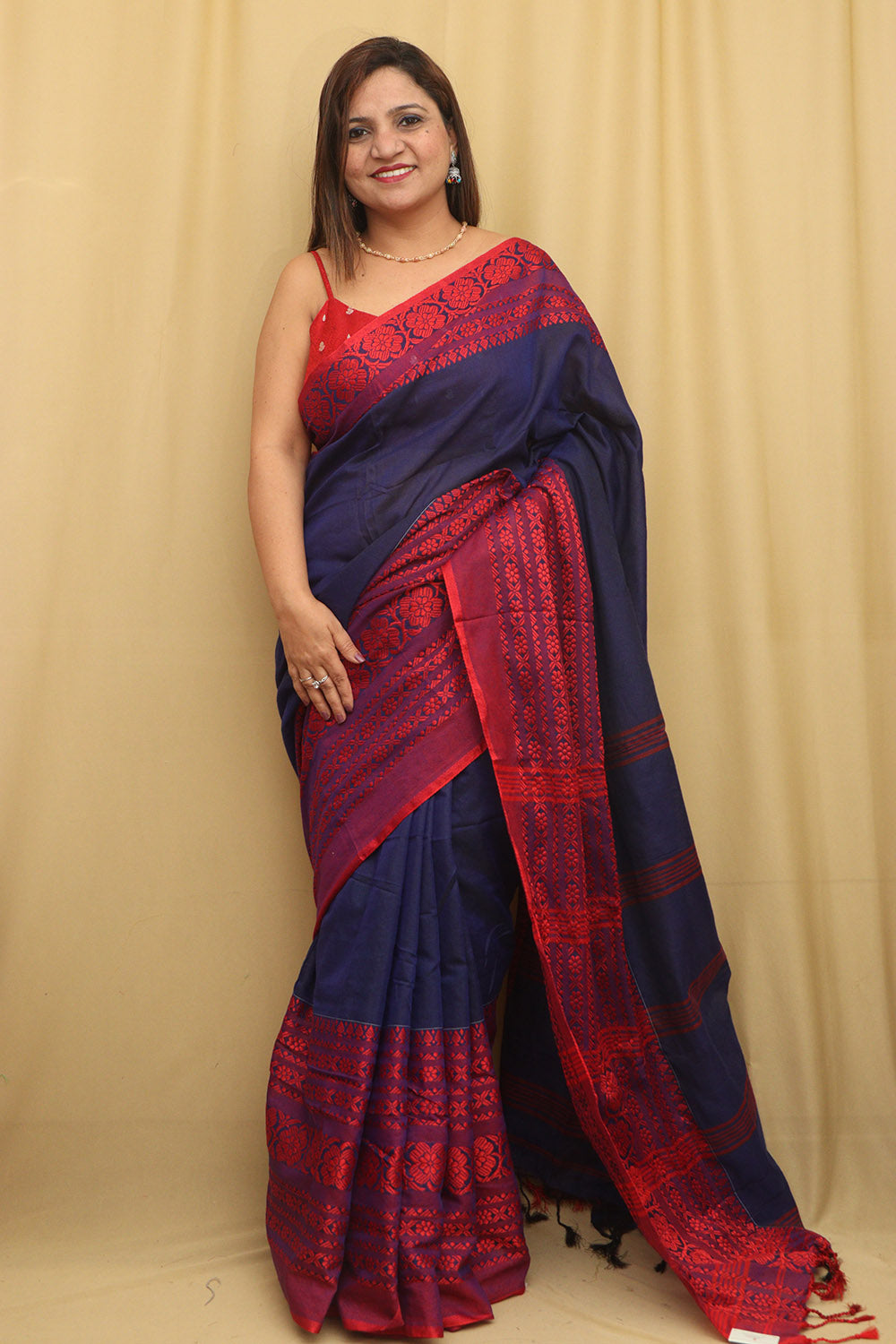 Stunning Blue Bengal Cotton Saree - Luxurion World
