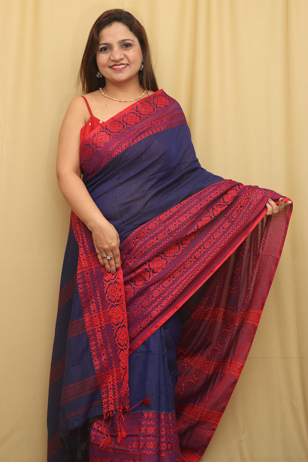 Stunning Blue Bengal Cotton Saree - Luxurion World