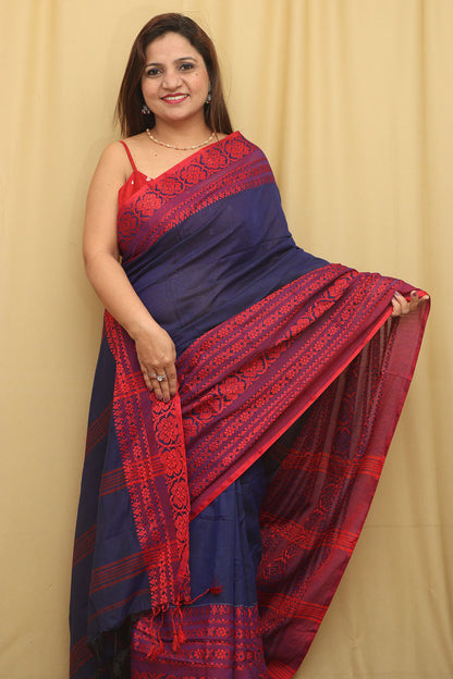 Stunning Blue Bengal Cotton Saree - Luxurion World