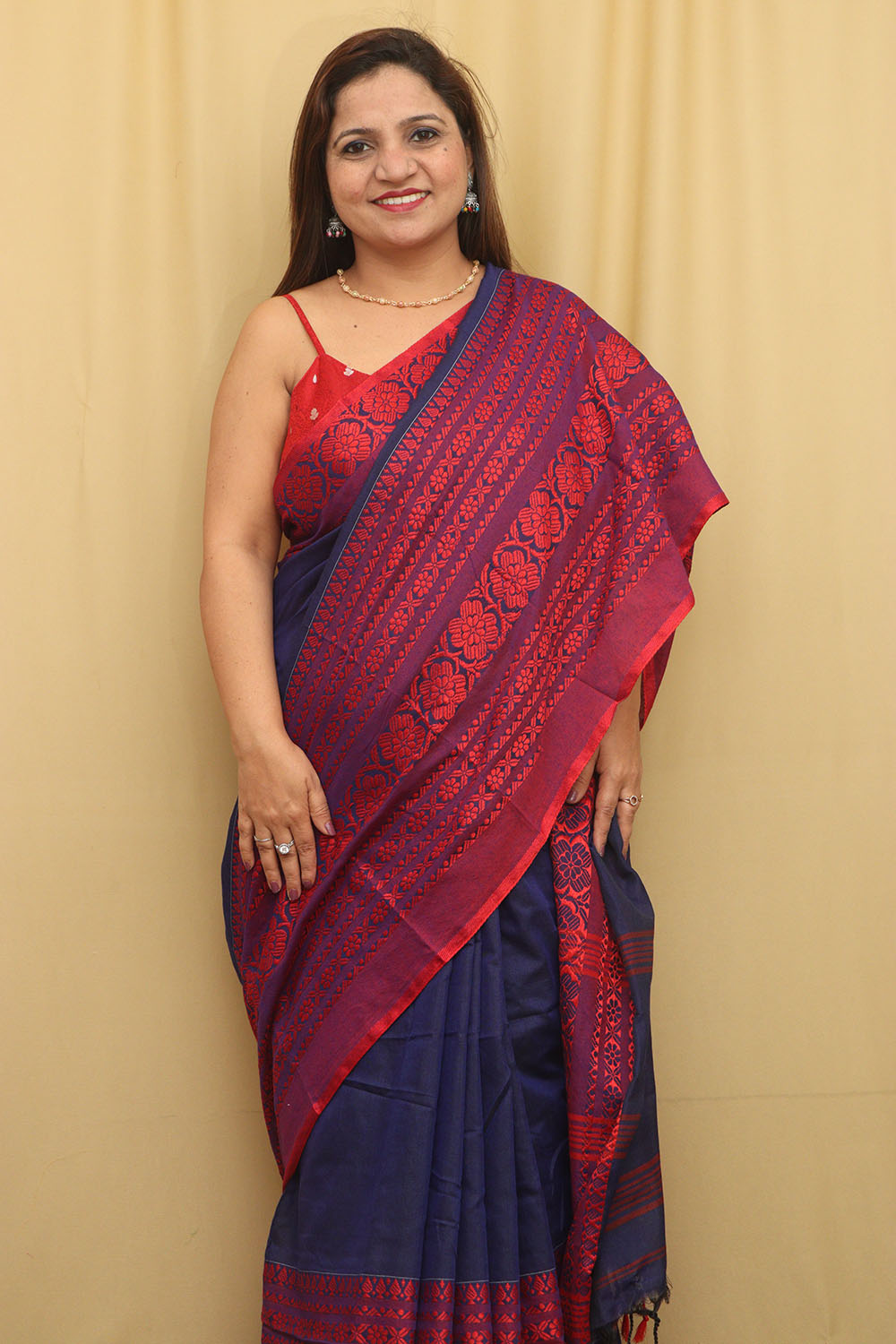 Stunning Blue Bengal Cotton Saree - Luxurion World
