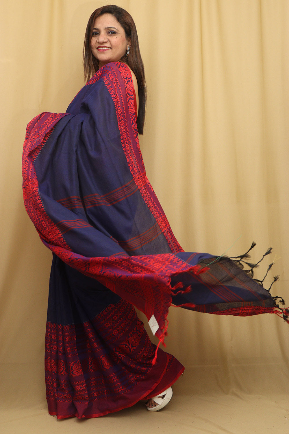 Stunning Blue Bengal Cotton Saree - Luxurion World