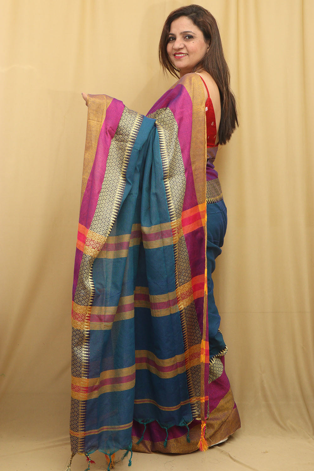 Blue Bengal Cotton Saree - Elegant and Traditional - Luxurion World