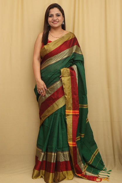Stunning Green Bengal Cotton Saree - Beauty - Luxurion World